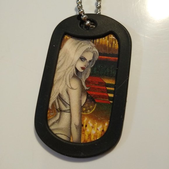 Lady Death Double Sided Dog Tag W/Chain Handmade - Picture 2 of 3